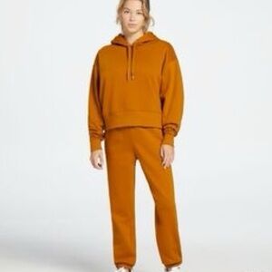 CALIA Women's Everyday Fleece Jogger Pant and Sweatshirt Set Bronzed Topaz Sz L